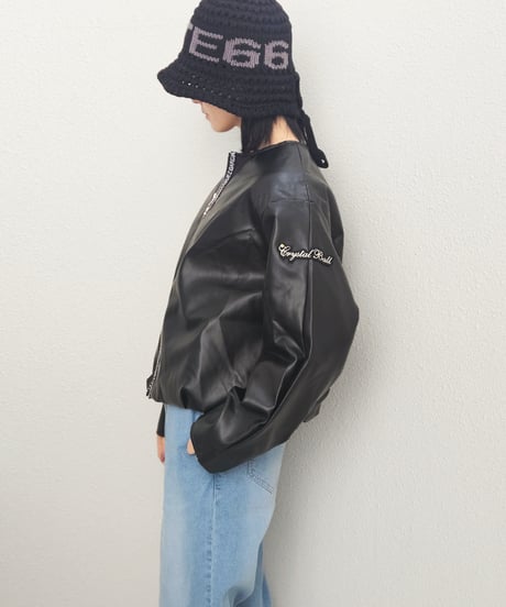 ノーカラーレザージャケット
