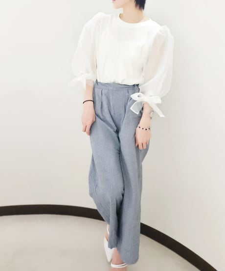 Ribbon Puff Sleeve Tops