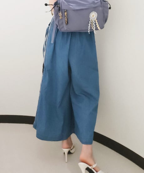 Side Stripe Denim Wide Pants