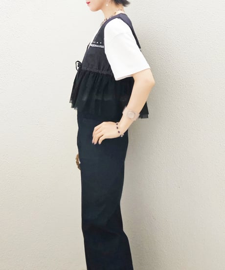 Denim Double Tulle Frill Vest
