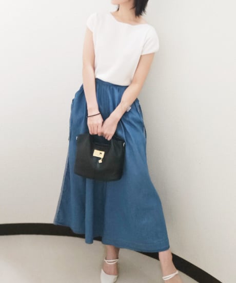 Side Stripe Denim Wide Pants