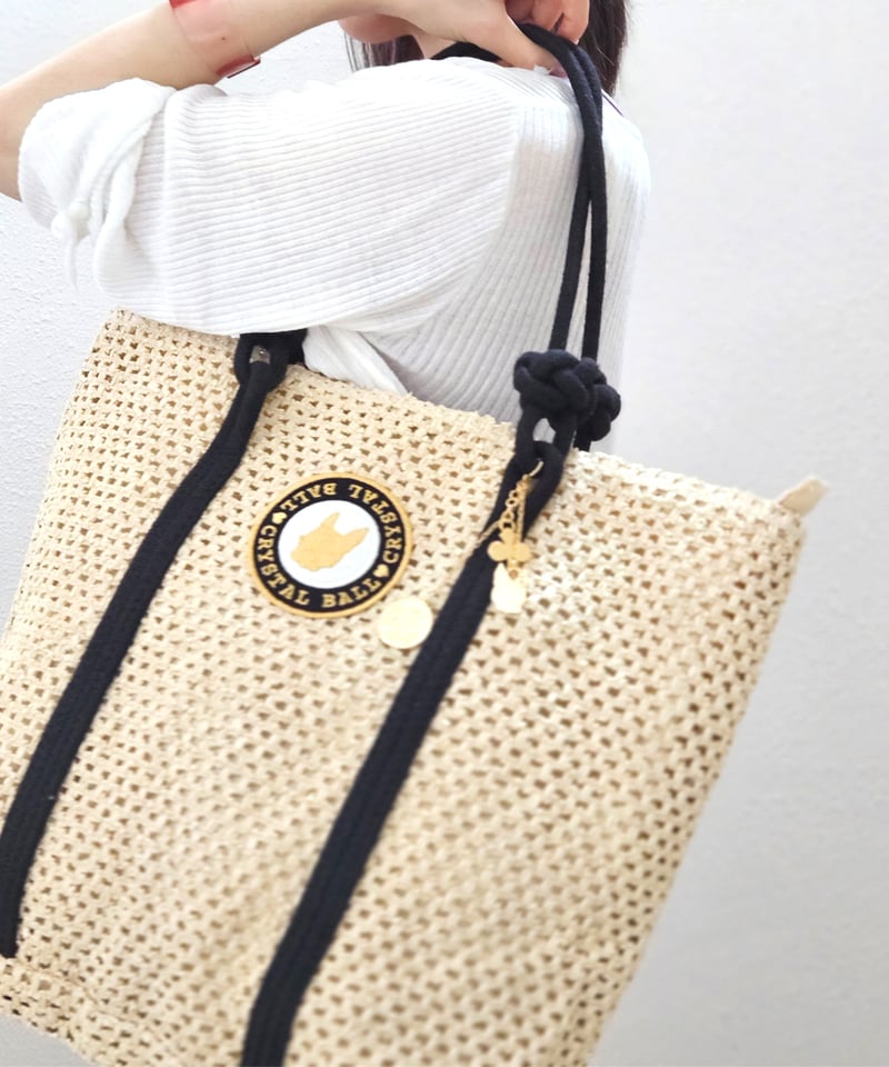 Raffia Effect Crystal Vanity Bag カゴバッグ Raffia Effect Crystal Vanity Bag