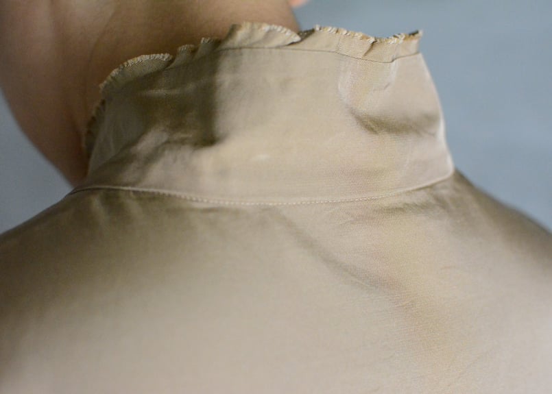 humoresque highneck frill shirt KA2201c 定価51700円 シルクコットン