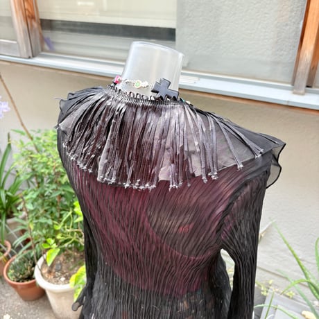 frill fringe pleats tops