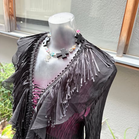frill fringe pleats tops