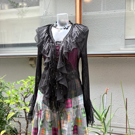 frill fringe pleats tops