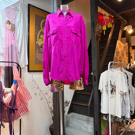 vivid purple pink silk shirt