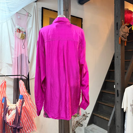 vivid purple pink silk shirt