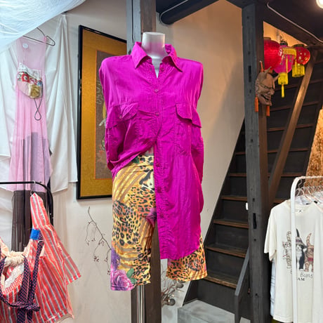 vivid purple pink silk shirt