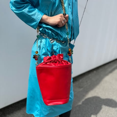 red bucket shoulder bag