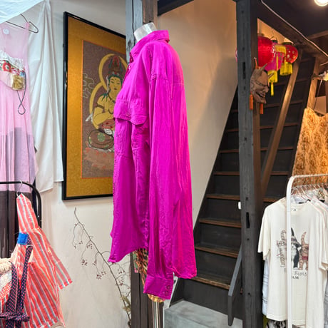 vivid purple pink silk shirt