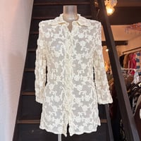 made in Italy flower sheer shirt