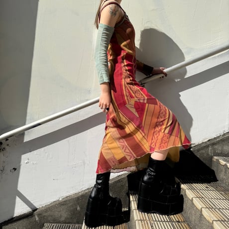 made in Italy off shoulder power net dress