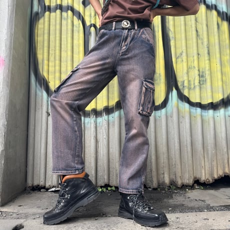 pocket design denim pants
