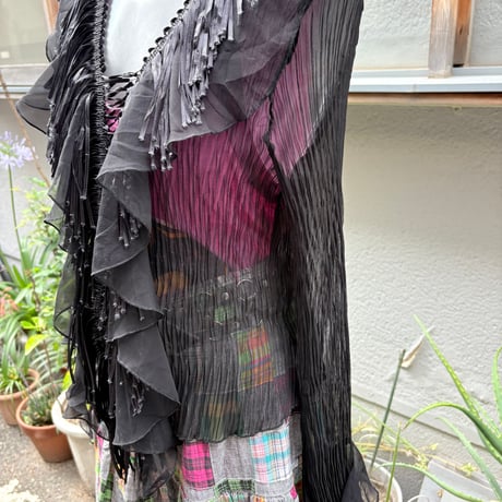 frill fringe pleats tops