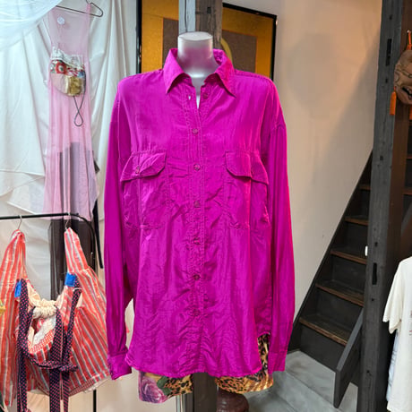 vivid purple pink silk shirt