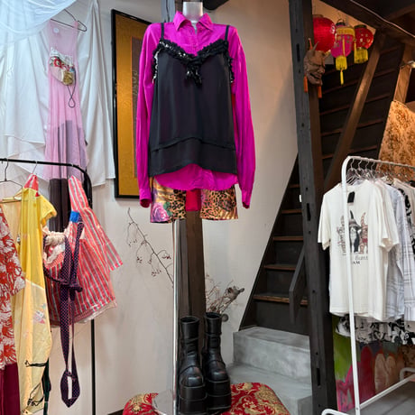 vivid purple pink silk shirt