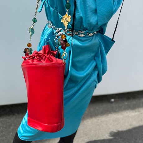 red bucket shoulder bag