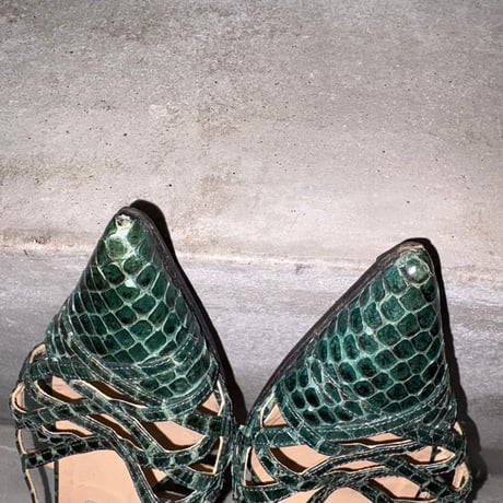 made in Italy python pointed-toe mules