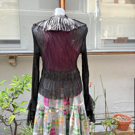 frill fringe pleats tops
