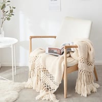 Knit fringe blanket