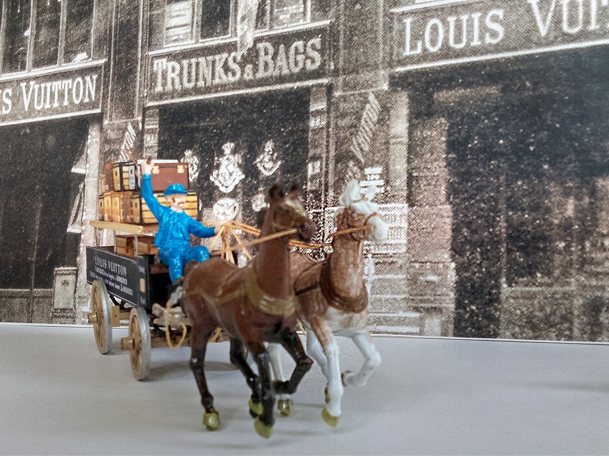 ガレット製作 ミニチュア・モデル 二頭立て ルイ・ヴィトン 運搬用馬車