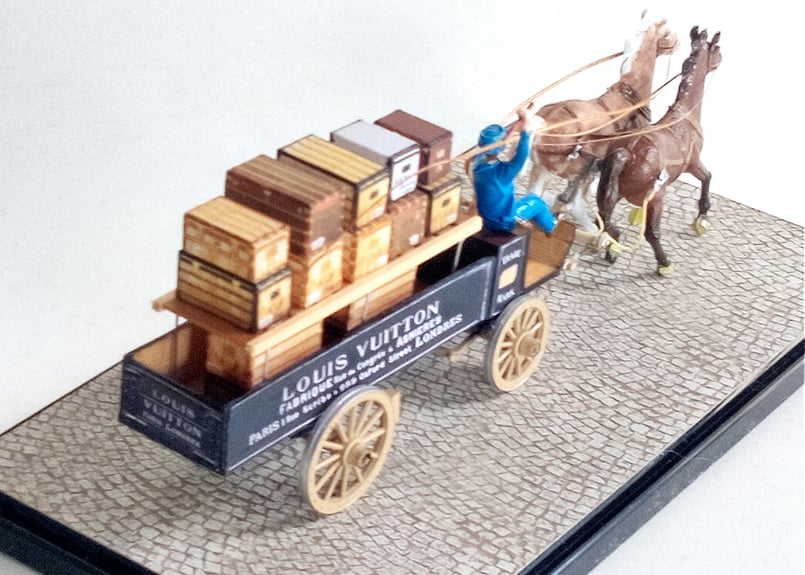 ガレット製作 ミニチュア・モデル 二頭立て ルイ・ヴィトン 運搬用馬車