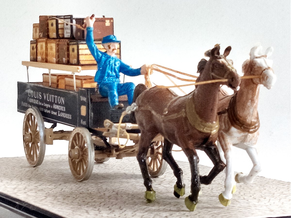 ガレット製作 ミニチュア・モデル 二頭立て ルイ・ヴィトン 運搬用馬車