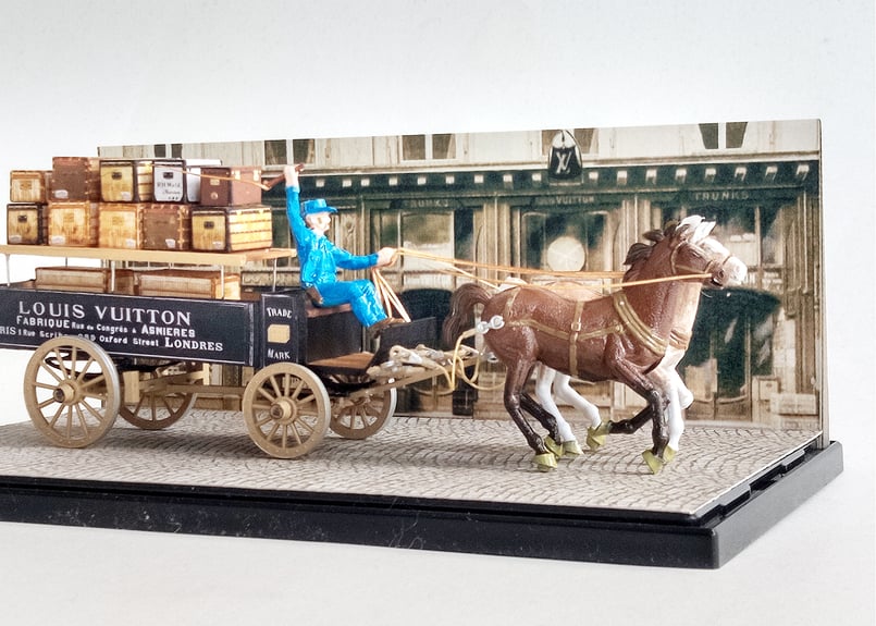 ガレット製作 ミニチュア・モデル 二頭立て ルイ・ヴィトン 運搬用馬車