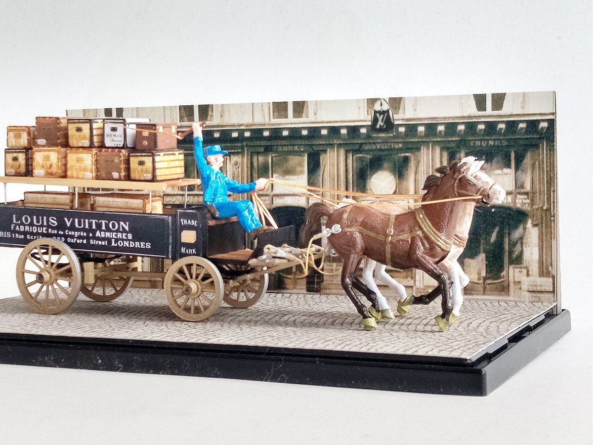 ガレット製作 ミニチュア・モデル 二頭立て ルイ・ヴィトン 運搬用馬車