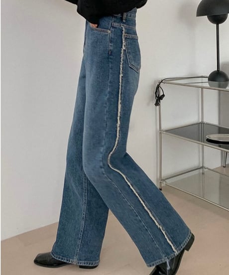 サイドフリンジデニムパンツ