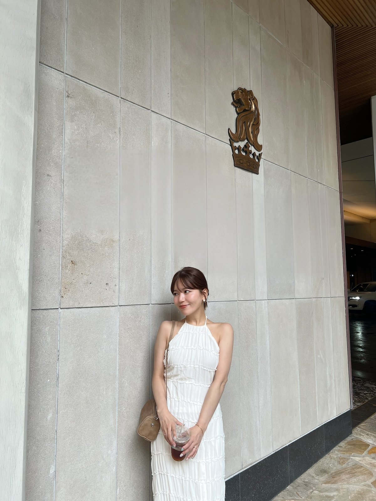 ホワイト バックオープン ロングドレス オープンバック ドレープ ロングドレス | MINLADY BRIDE