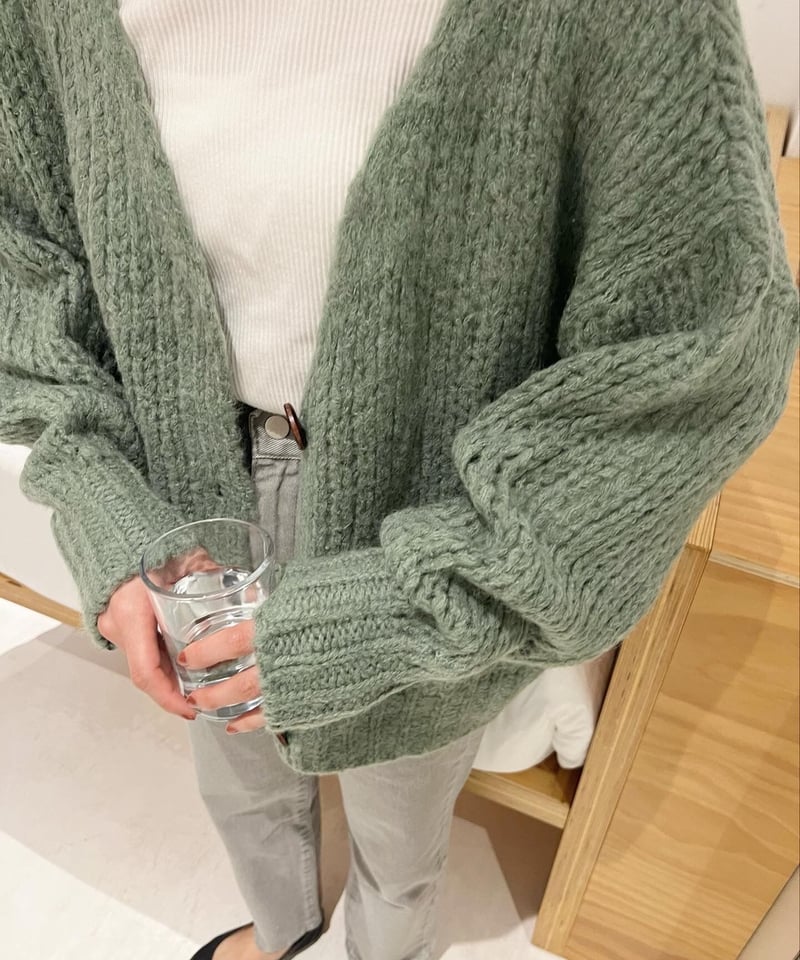 【よっきゅん✨】ebure ローゲージニット　ラグランカーディガン 楽天市場】ニットカーディガン クルーネック ローゲージ ニット