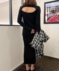バックオープンワッフルワンピース