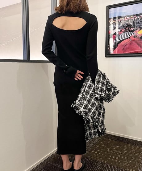 バックオープンワッフルワンピース