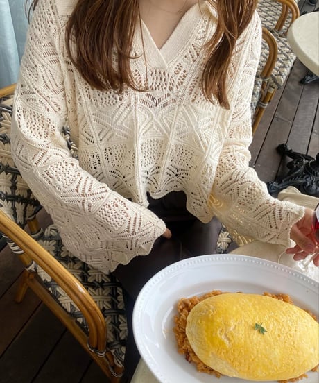 クロシェショートトップス