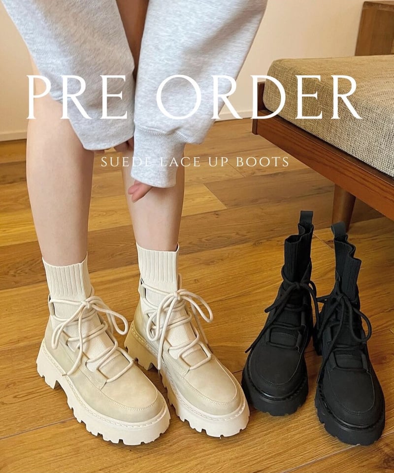 スウェードレースアップブーツ | c h é m e