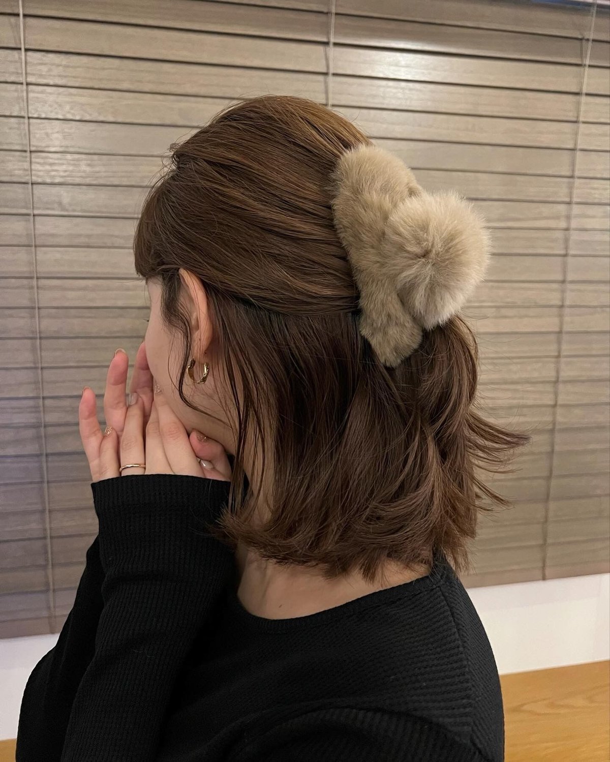 accaのミンクファーヘアクリップ アッカ acca ブラックヘアクリップ ミンクファー 美品