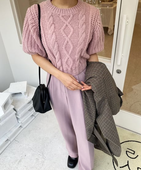 PUFF SLEEVE KNIT TOPS