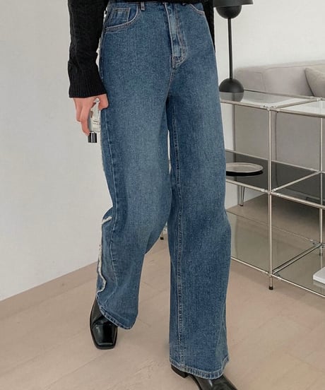 サイドフリンジデニムパンツ