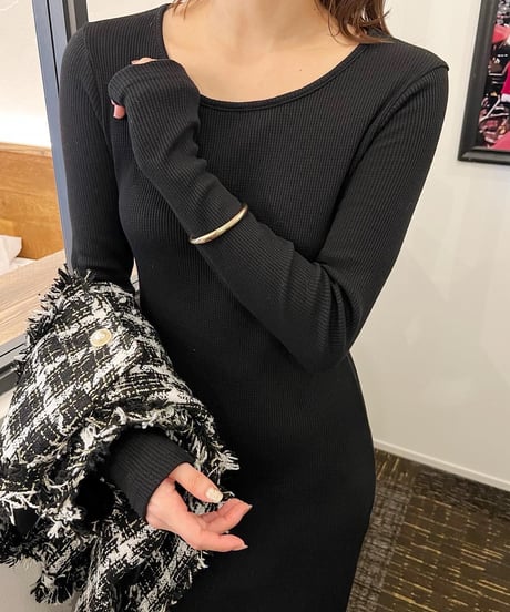 バックオープンワッフルワンピース