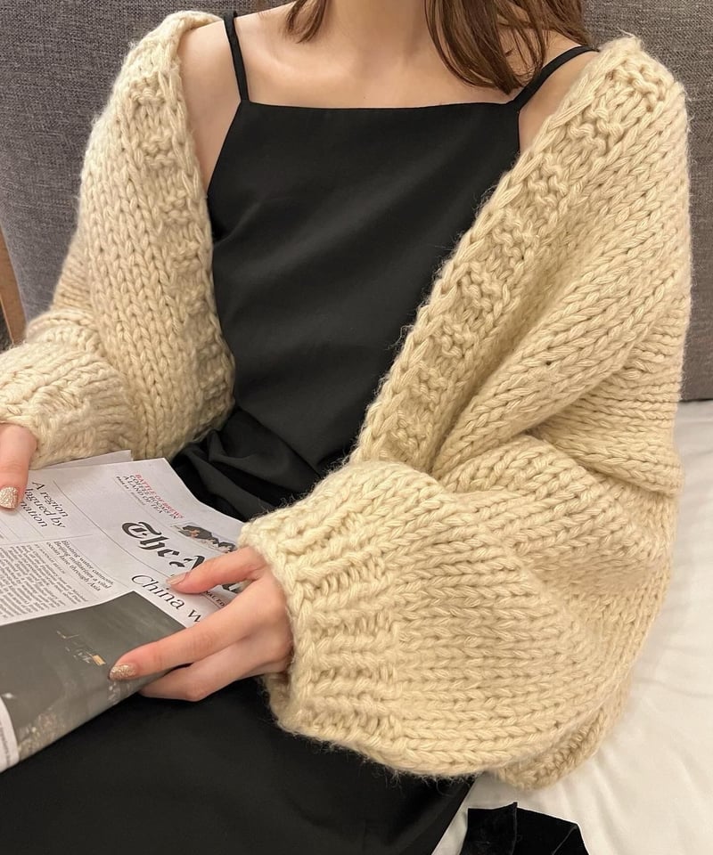 ルーズ ニットカーディガン 全2色 r-3704 ルーズニットカーディガン▪️HAND MADE | c h é m e