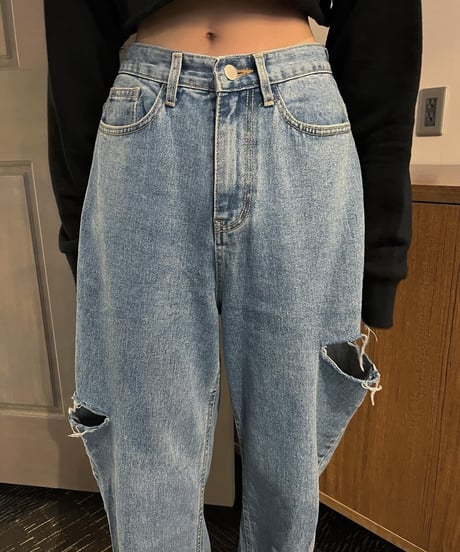 アシンメトリーサイドカットデニム