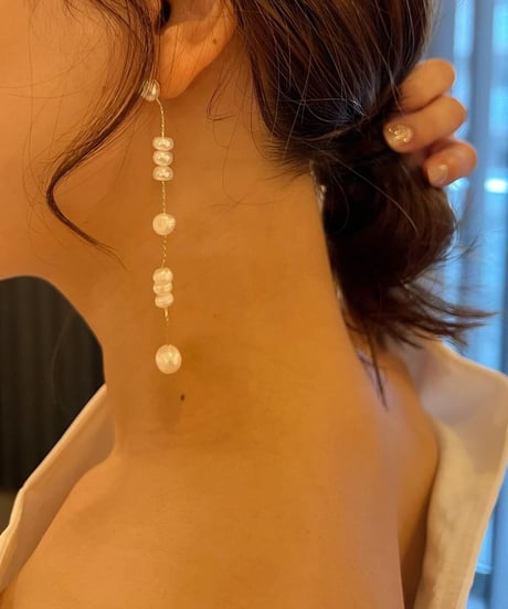 ロングバロックパールピアス