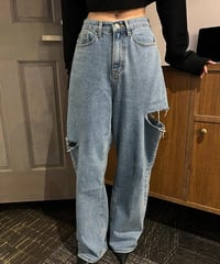 アシンメトリーサイドカットデニム