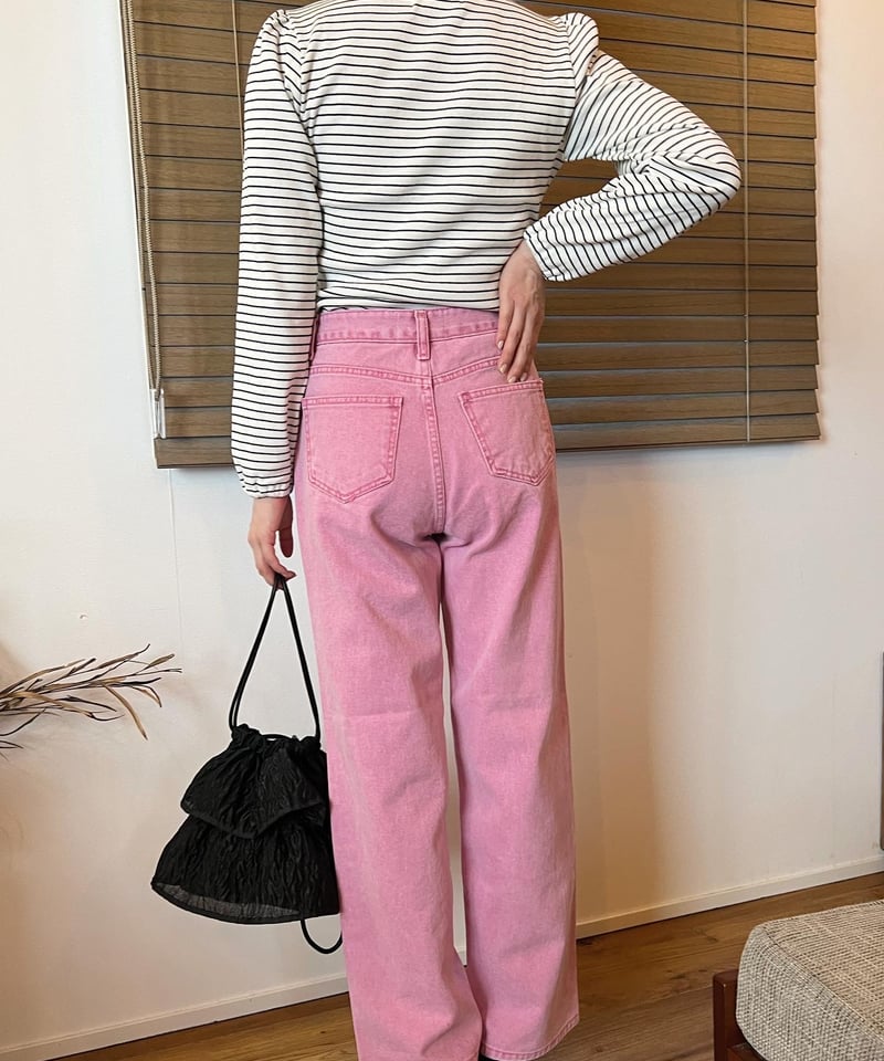 ニーカットピンクデニムパンツ | c h é m e ニーカットピンクデニムパンツ | c h é m e