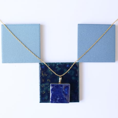 019-n necklaces made of mino ware tile, Japanese traditional pottery from Tajimi, Gifu, Japan. 146