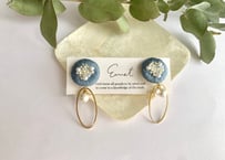 まるまる刺繍　コットンパールとゴールドフープのイヤリング