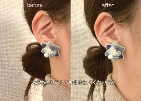 まるまる刺繍ピアス(ブルー)
