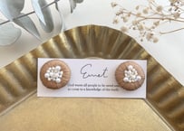 まるまる刺繍イヤリング(ブラウン)